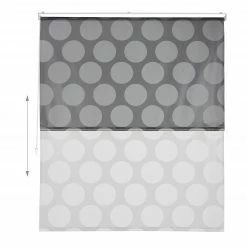 Relaxdays Duschrollo grau Punkte - Breite: 140 cm