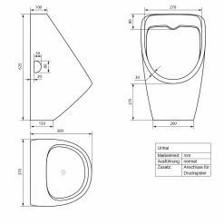ECD Germany Urinal mit Zulauf von hinten Ablauf Weiß -Badaccessoires Verkäufe 2fe04ec87b2b41a1847bec2deb02fc30