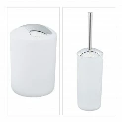 Relaxdays 6-tlg. Badezimmer Set modern - Weiß - Silber -Badaccessoires Verkäufe 3230b39db1aa4d0ba9a214835e9bf74e