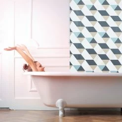 Relaxdays Duschrollo mit geometrischem Design - Breite: 100 cm -Badaccessoires Verkäufe 3278143db99848b4886bc6f3164d7245