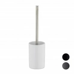 Relaxdays WC-Garnitur Keramik - Weiß - Silber