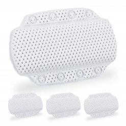 Relaxdays 4x Badewannenkissen mit Saugnäpfen weiß