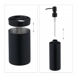 Relaxdays 4-tlg. Badezimmer Set in mattem Schwarz -Badaccessoires Verkäufe 366a9b0aacd04324bb5247572c42fe93