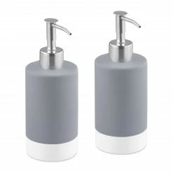 Relaxdays Keramik Seifenspender grau 2er Set