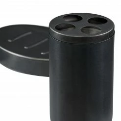 Relaxdays 4-tlg. Badezimmer Set in Anthrazit -Badaccessoires Verkäufe 380654b77d894bf9922357d614457103