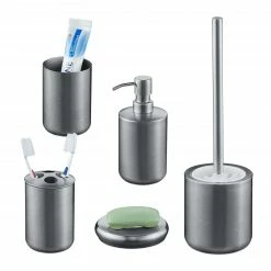 Relaxdays 5-tlg. Badezimmer Set Edelstahl