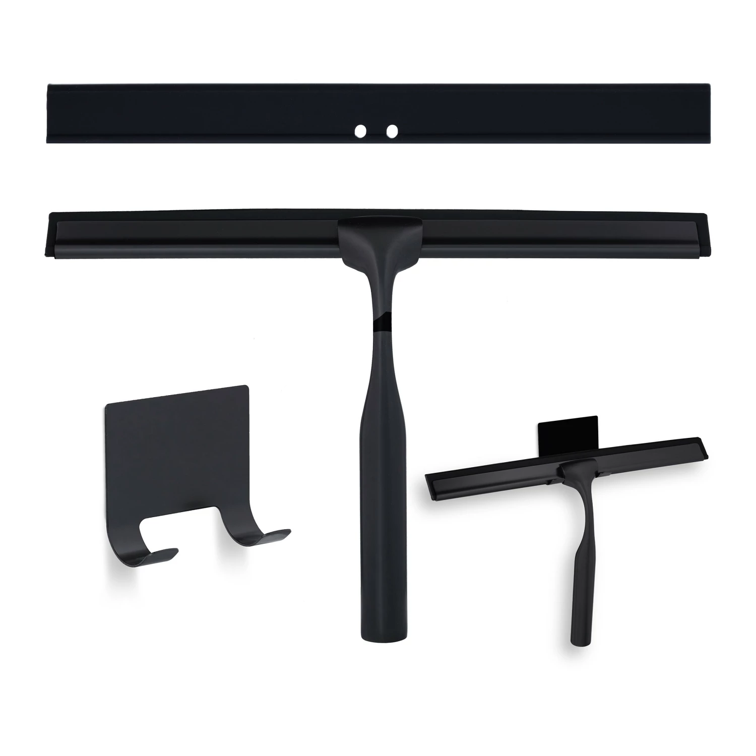 Relaxdays Schwarzer Duschabzieher mit Halterung 7 Relaxdays Schwarzer Duschabzieher mit Halterung – Bild 5