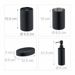 Relaxdays 4-tlg. Badezimmer Set in mattem Schwarz -Badaccessoires Verkäufe 3bf6cee9ead047f08fb4c875b62f7db8