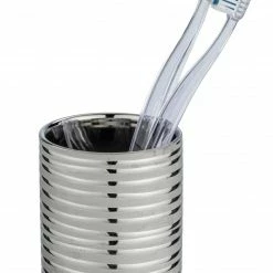 WENKO Zahnputzbecher VILALBA, Keramik, silbern