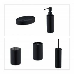 Relaxdays 5-tlg. Badezimmer Set schwarz -Badaccessoires Verkäufe 46554d295dd54196a2855b6f9ae2209b