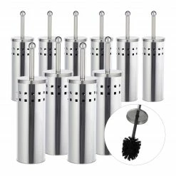 Relaxdays 10 x WC Garnitur aus Edelstahl rund