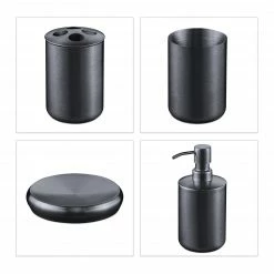 Relaxdays 4-tlg. Badezimmer Set Edelstahl -Badaccessoires Verkäufe 58731e1fc04f429a8d741a8155eb839a