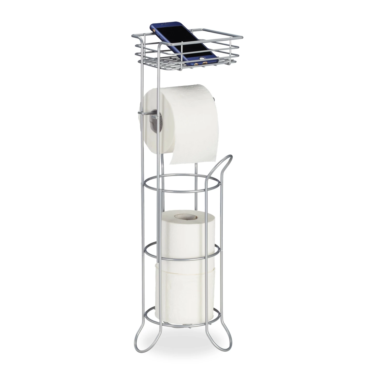 Relaxdays Silberner Toilettenpapierhalter stehend 7 Relaxdays Silberner Toilettenpapierhalter stehend – Bild 5