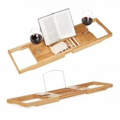 Relaxdays 2 x Badewannentablett ausziehbar