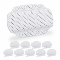 Relaxdays 10x Badewannenkissen mit Saugnäpfen weiß