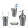 Relaxdays 4-tlg. Badezimmer Set Edelstahl matt -Badaccessoires Verkäufe 67c540583c7448029ed1e56ac347c474