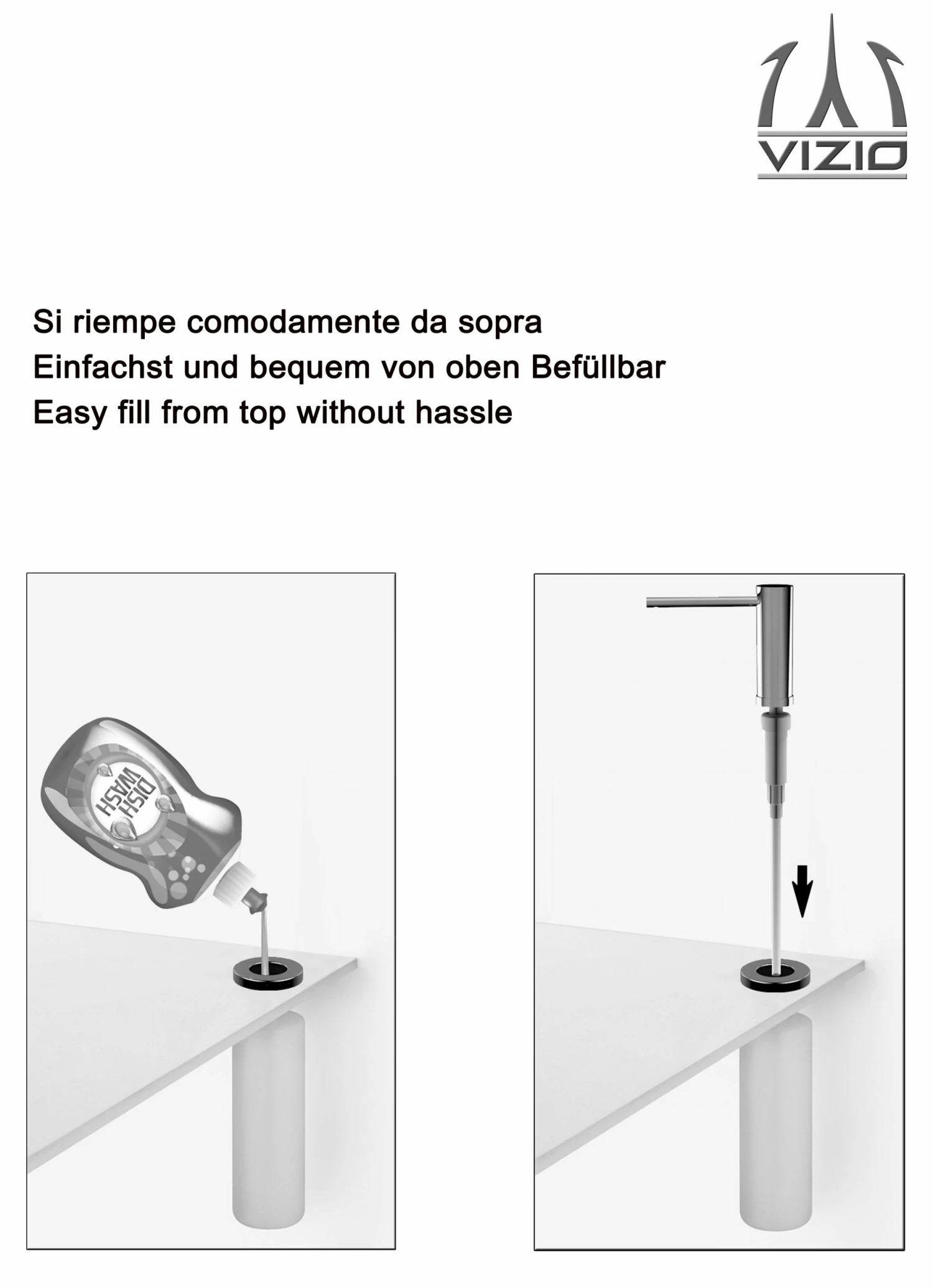 VIZIOCUCINA Edelstahl Seifenspender Chrom 5 VIZIOCUCINA Edelstahl Seifenspender Chrom – Bild 3