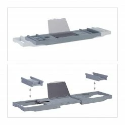 Relaxdays Bambus Badewannenablage grau -Badaccessoires Verkäufe 71f01e482a494a2a944a7de6c27419a4