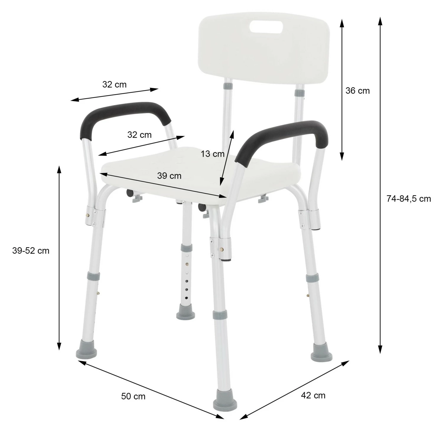 ECD Germany Duschstuhl 6-stufig, weiß, bis 200kg 8 ECD Germany Duschstuhl 6-stufig, weiß, bis 200kg – Bild 6