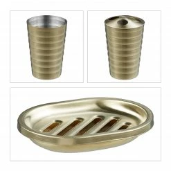 Relaxdays 5-tlg. Badezimmer Set Edelstahl gold -Badaccessoires Verkäufe 767fbda9774448d19845b618e100b129