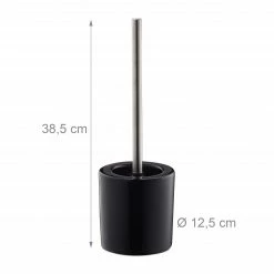 Relaxdays 10 x WC Garnitur Keramik schwarz - Schwarz - Silber - Tiefe: 125 cm -Badaccessoires Verkäufe 7793d8c3d1184d18b0f6756e7d85c5d8