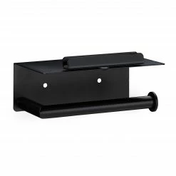 Relaxdays Toilettenpapierhalter mit Ablage schwarz