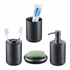 Relaxdays 4-tlg. Badezimmer Set Edelstahl