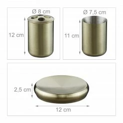 Relaxdays 5-tlg. Badezimmer Set Edelstahl gold -Badaccessoires Verkäufe 8f0346ffe2a940bead54f1ea332774ab