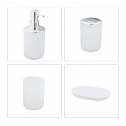 Relaxdays 6-tlg. Badezimmer Set modern - Weiß - Silber -Badaccessoires Verkäufe 91d4bec6b07446ffa39d1db0df20d51b