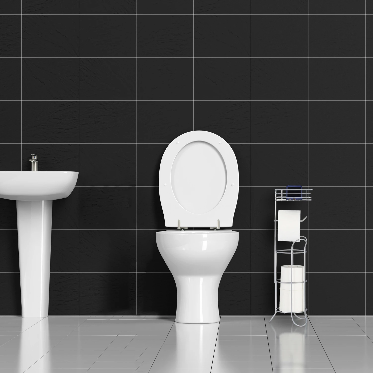 Relaxdays Silberner Toilettenpapierhalter stehend 6 Relaxdays Silberner Toilettenpapierhalter stehend – Bild 4