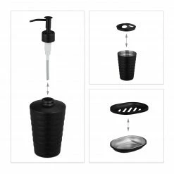 Relaxdays 4-tlg. Badezimmer Set Edelstahl schwarz -Badaccessoires Verkäufe 96d99b13921245bcb9f98807ae47a208