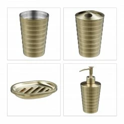 Relaxdays Goldenes Badezimmer Set 4-tlg. matt -Badaccessoires Verkäufe 9817bf82fbd74d528f8818ade1cb09de