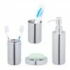 Relaxdays 4-tlg. Badezimmer Set glänzendes Silber -Badaccessoires Verkäufe 9828062a405440faa0a52d818adb465d