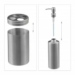 Relaxdays 4-tlg. Badezimmer Set in mattem Silber -Badaccessoires Verkäufe 9d3f413004d1461292e97841b56f9418