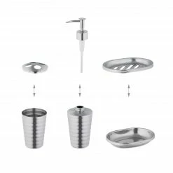 Relaxdays 4-tlg. Badezimmer Set Edelstahl poliert -Badaccessoires Verkäufe a7523e83d92b4373b8396f09cc83f6ea