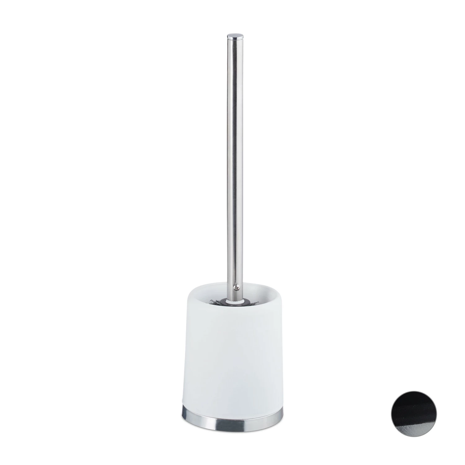 Relaxdays 1 x WC-Garnitur rund weiß - Weiß - Silber - Schwarz 3 Relaxdays 1 x WC-Garnitur rund weiß - Weiß - Silber - Schwarz