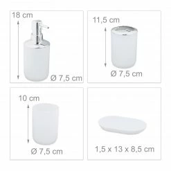 Relaxdays 6-tlg. Badezimmer Set modern - Weiß - Silber -Badaccessoires Verkäufe a93a47b35ab349159397ccc89df09300