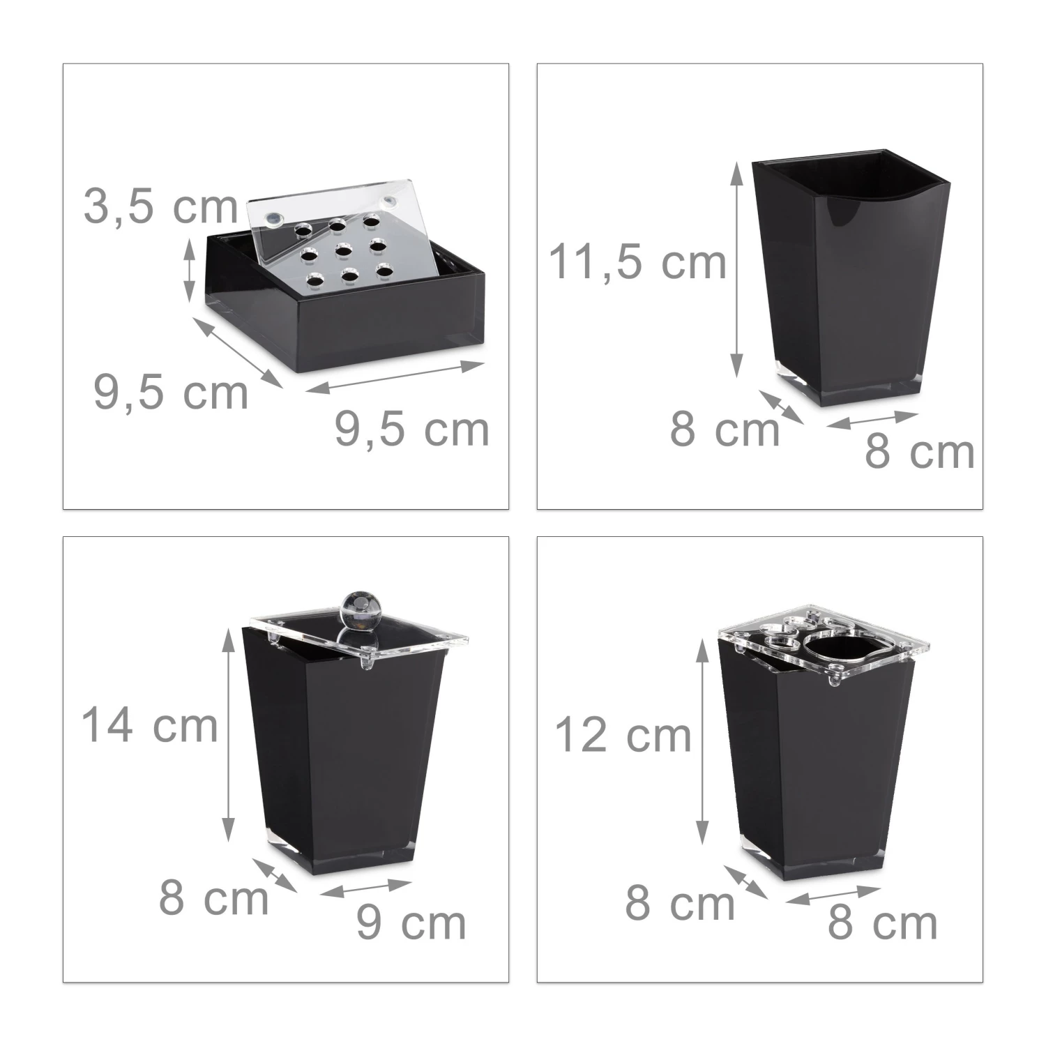 Relaxdays Badaccessoires Set 5-teilig - Schwarz - Silber 8 Relaxdays Badaccessoires Set 5-teilig - Schwarz - Silber – Bild 6