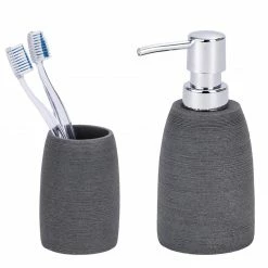 WENKO Accessoires-Set Goa (2-teilig) - Kunststein - Grau