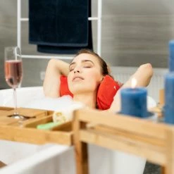 Relaxdays Badewannenablage Bambus mit Buchstütze -Badaccessoires Verkäufe afc848bbe57d4386b643f61e23f559fb