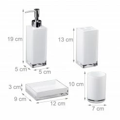 Relaxdays Badaccessoires Set 4-teilig - Weiß - Silber -Badaccessoires Verkäufe b544c172a80d46059e52e6e8f27f9e3b