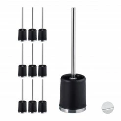 Relaxdays 10 x WC-Garnitur rund schwarz - Schwarz - Silber