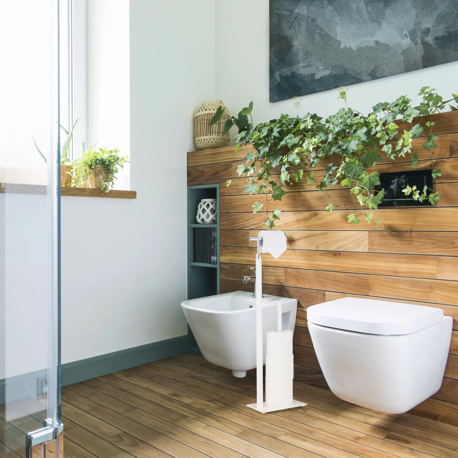 Relaxdays Weißer Toilettenpapierhalter 6 Relaxdays Weißer Toilettenpapierhalter – Bild 4