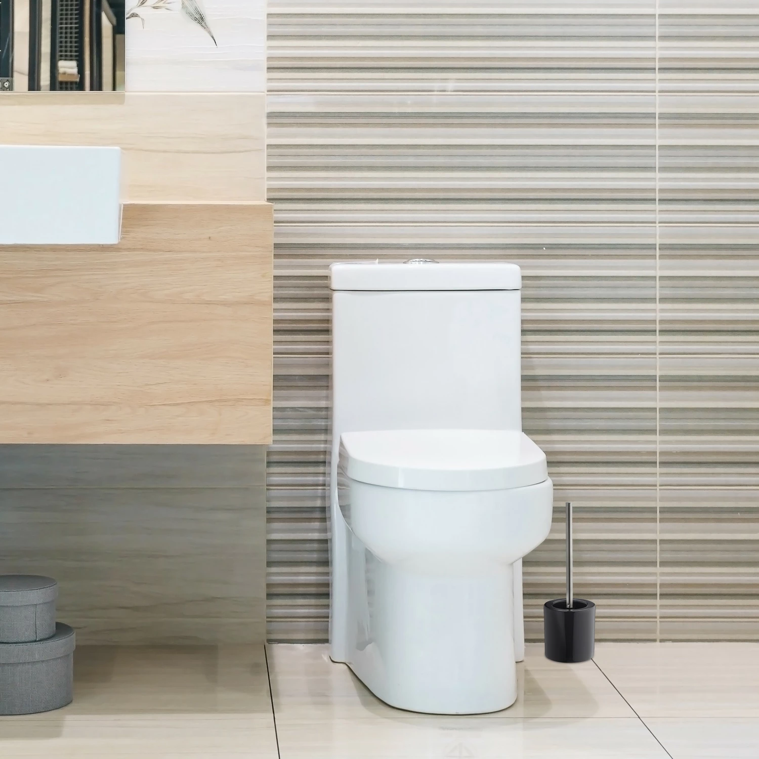 Relaxdays 1 x WC Garnitur Keramik grau - Anthrazit - Silber - Schwarz - Tiefe: 12 cm 4 Relaxdays 1 x WC Garnitur Keramik grau - Anthrazit - Silber - Schwarz - Tiefe: 12 cm – Bild 2