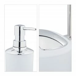 Relaxdays 6-tlg. Badezimmer Set modern - Weiß - Silber -Badaccessoires Verkäufe c20b308082464c54b0147ce835806f72