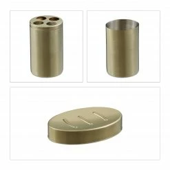 Relaxdays 5-tlg. Badezimmer Set gold -Badaccessoires Verkäufe c2bf0331aea6409e95421c9b1efb3b24