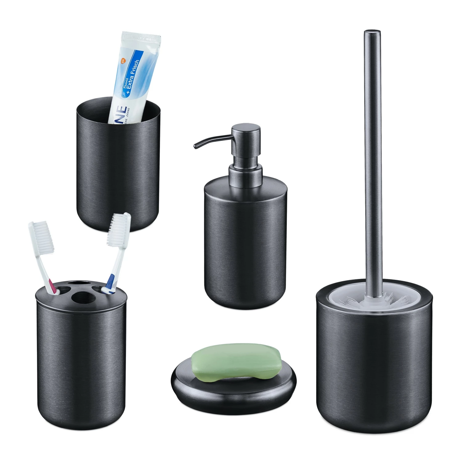 Relaxdays 5-tlg. Badezimmer Set Edelstahl 3 Relaxdays 5-tlg. Badezimmer Set Edelstahl