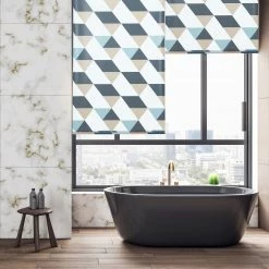 Relaxdays Duschrollo mit geometrischem Design - Breite: 100 cm -Badaccessoires Verkäufe cc09cddcf62a42d1b514ae89ff07e414