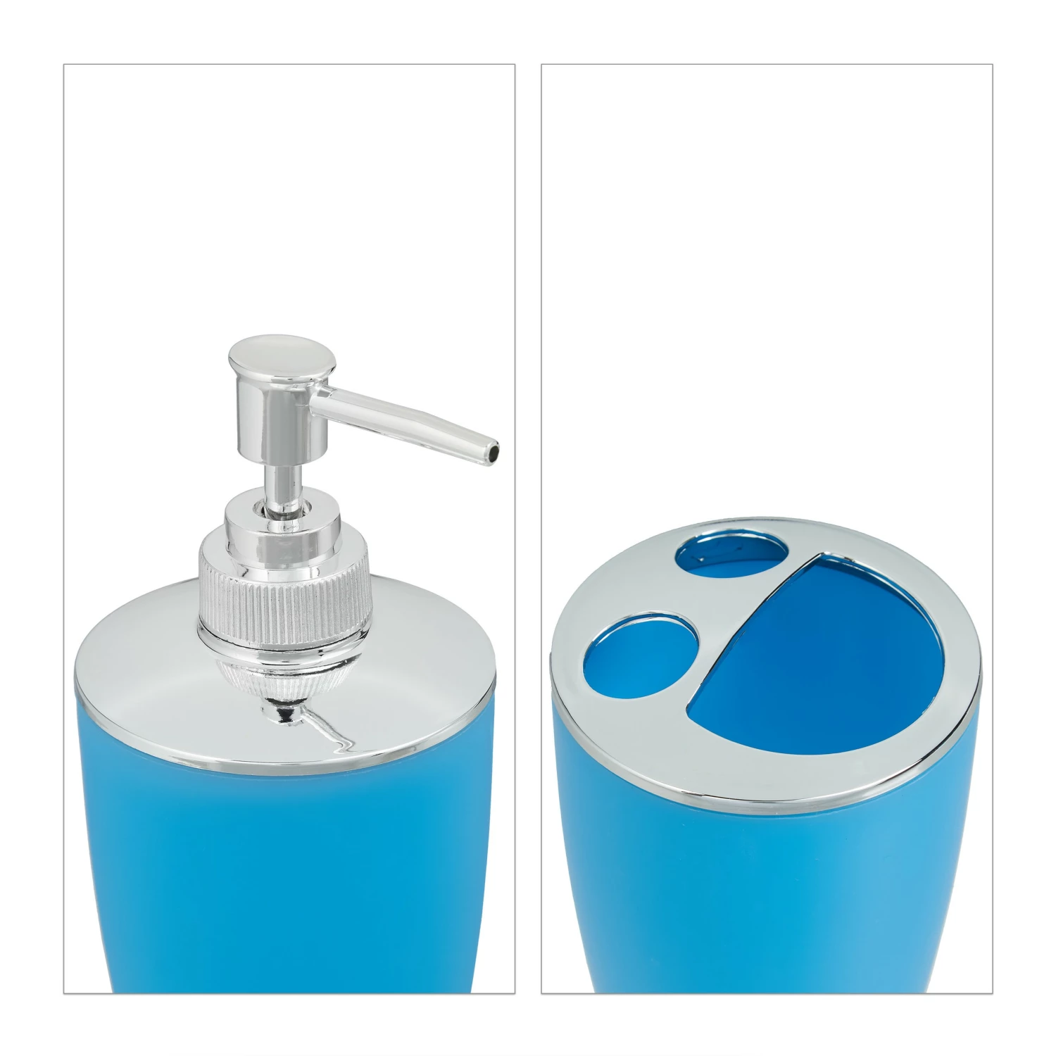 Relaxdays 6-tlg. Badezimmer Set - Blau - Silber 9 Relaxdays 6-tlg. Badezimmer Set - Blau - Silber – Bild 7