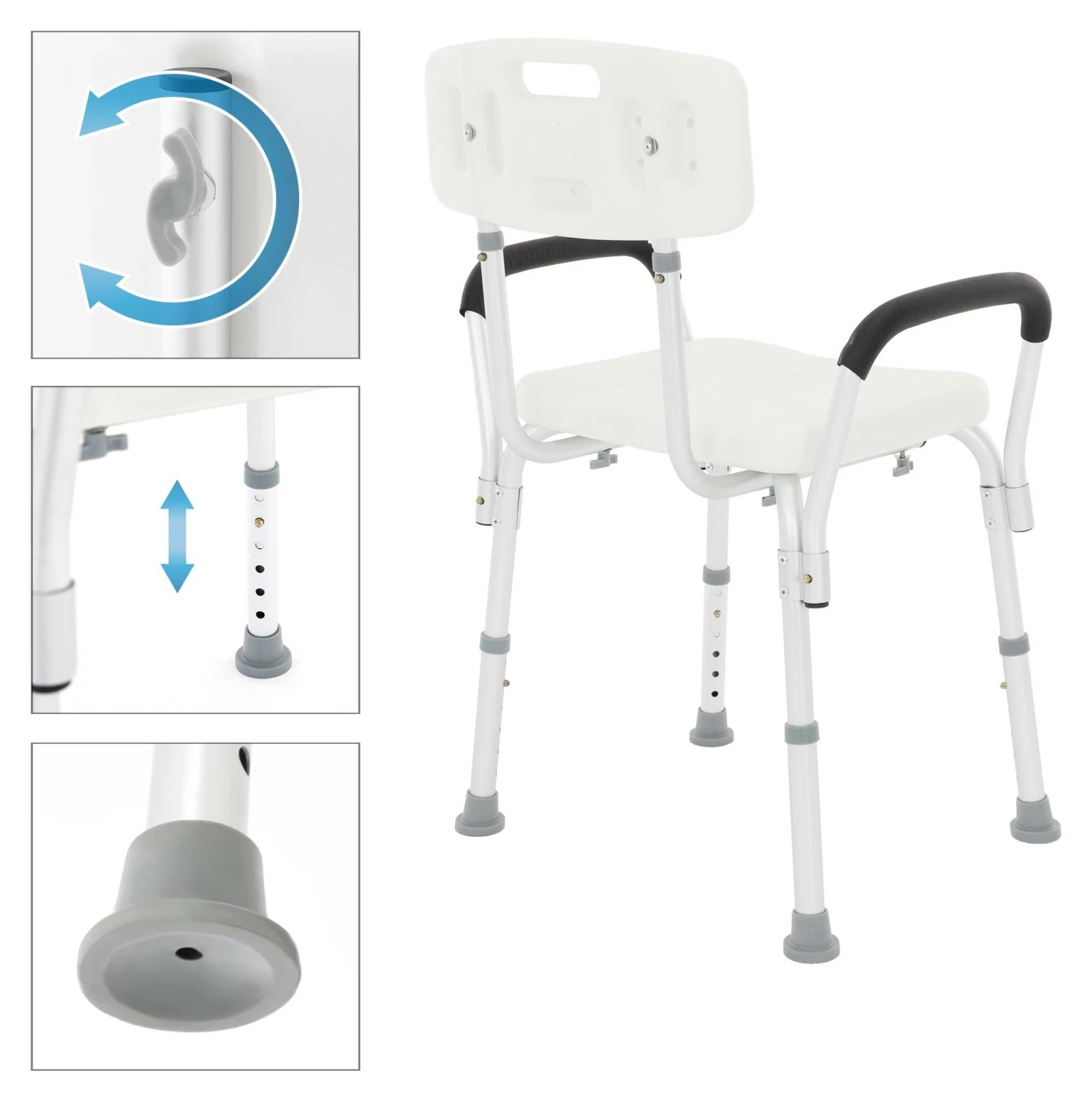 ECD Germany Duschstuhl 6-stufig, weiß, bis 200kg 7 ECD Germany Duschstuhl 6-stufig, weiß, bis 200kg – Bild 5